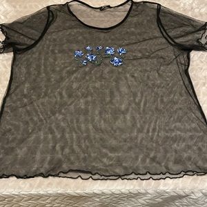 Mesh Floral Embroidered Top